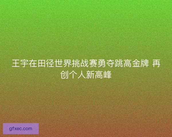 王宇在田径世界挑战赛勇夺跳高金牌 再创个人新高峰 王宇在田径世界挑战赛勇夺跳高金牌 再创个人新高峰