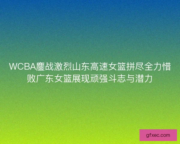 WCBA鏖战激烈山东高速女篮拼尽全力惜败广东女篮展现顽强斗志与潜力