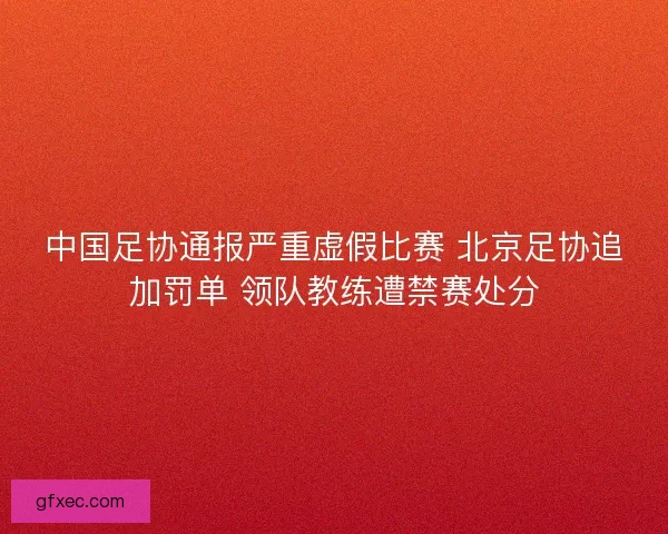 中国足协通报严重虚假比赛 北京足协追加罚单 领队教练遭禁赛处分